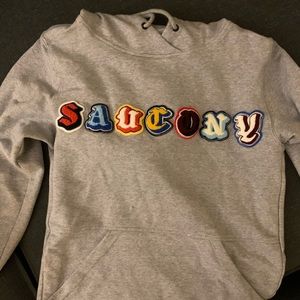 Saucony XS Grey Hoodie w Colorful letters